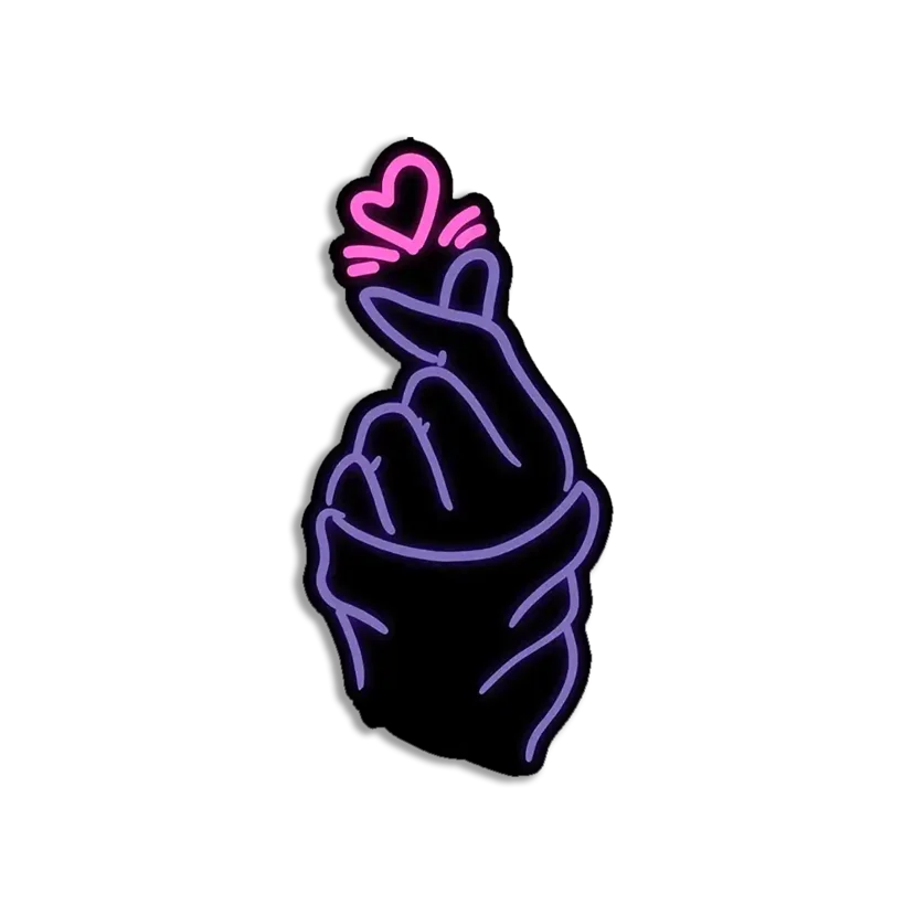 Neon Saranghae Finger Heart Love Sticker
