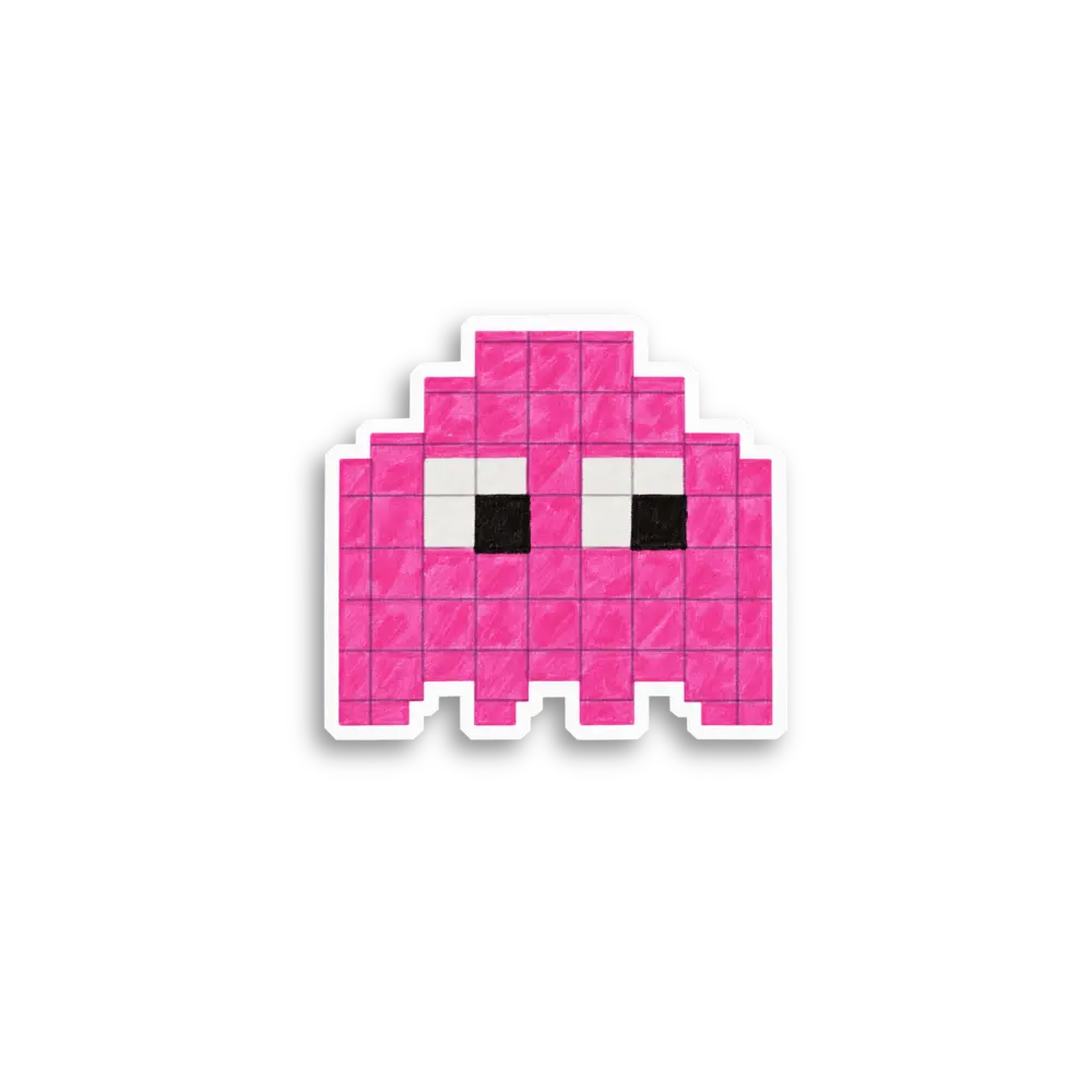 Pixel Pink Ghost Sticker