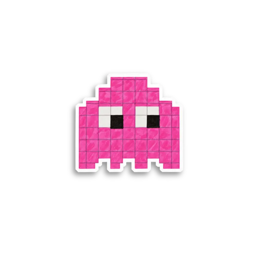 Pixel Pink Ghost Sticker