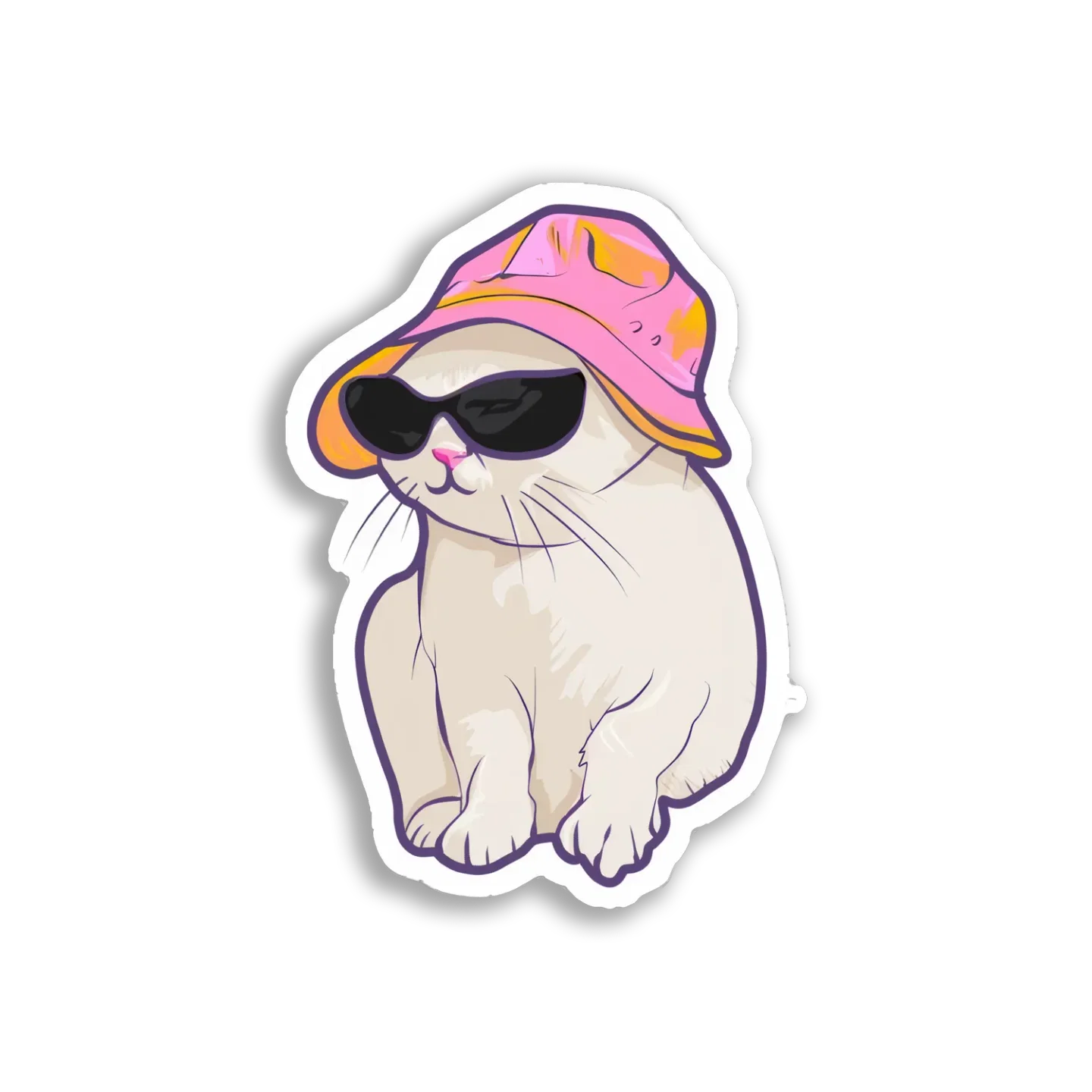 Cool Cat in a Pink Hat Sticker