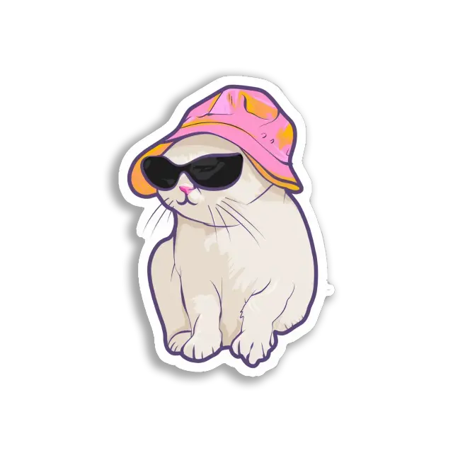 Cool Cat in a Pink Hat Sticker