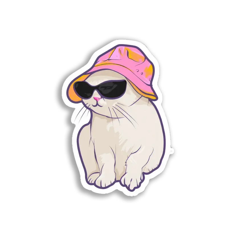 Cool Cat in a Pink Hat Sticker