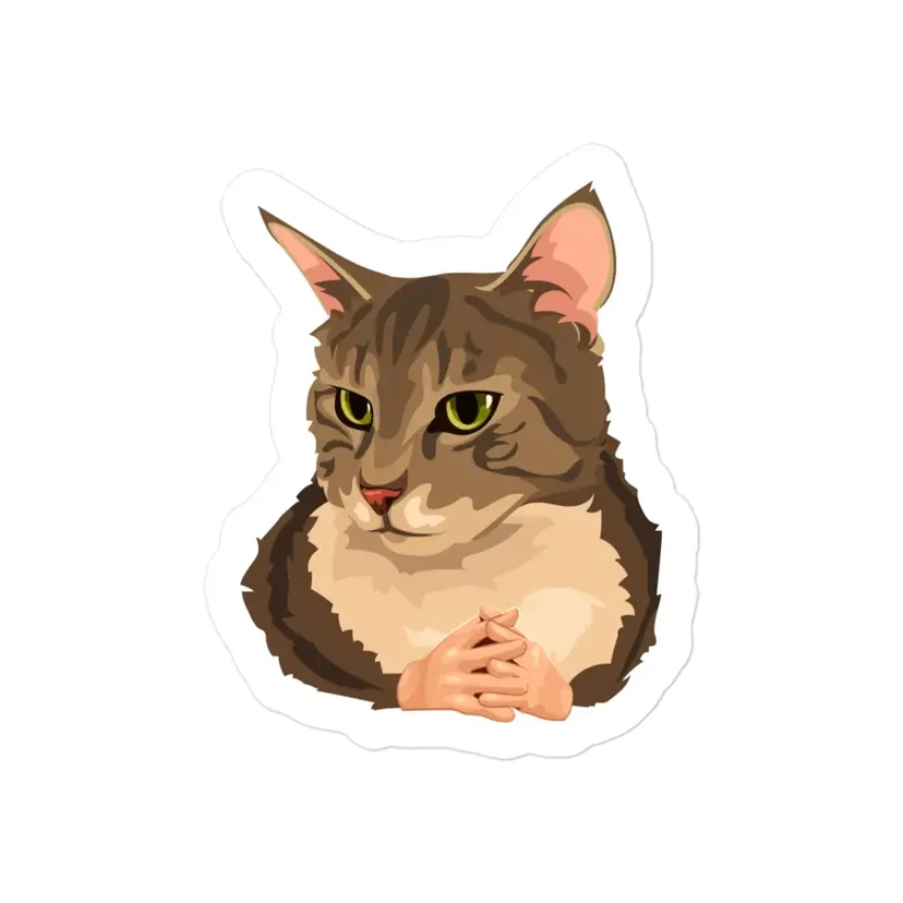 Cat with Hands Meme Sticker