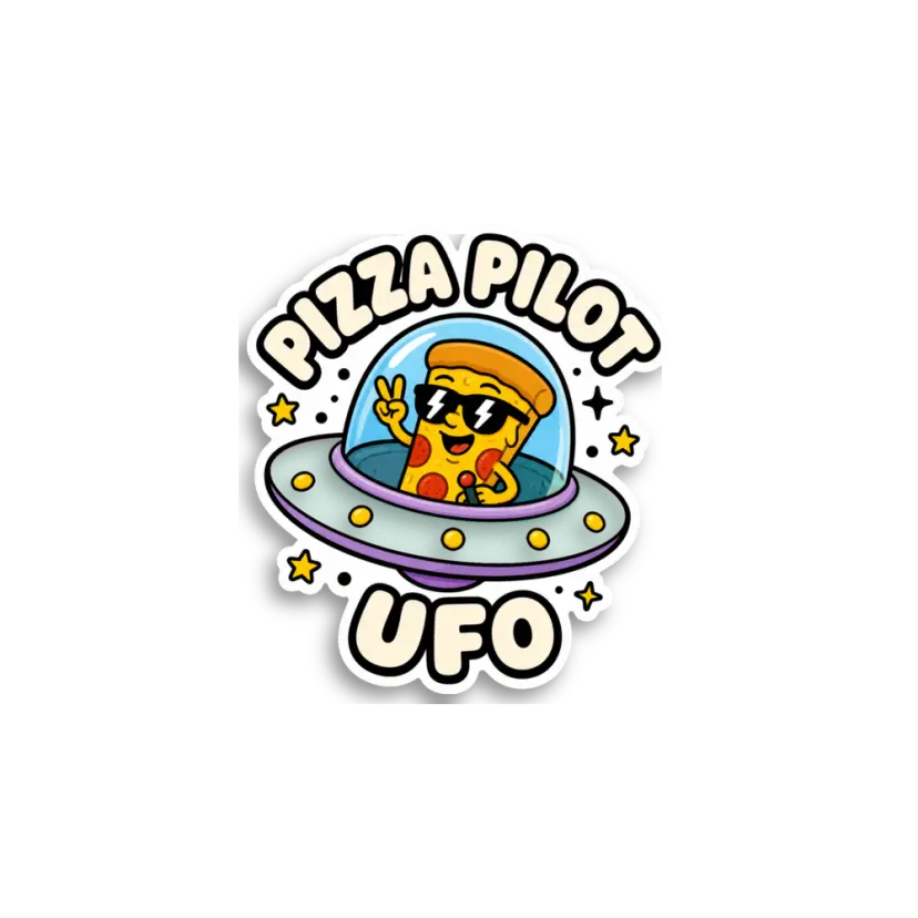 Pizza Pilot UFO Sticker
