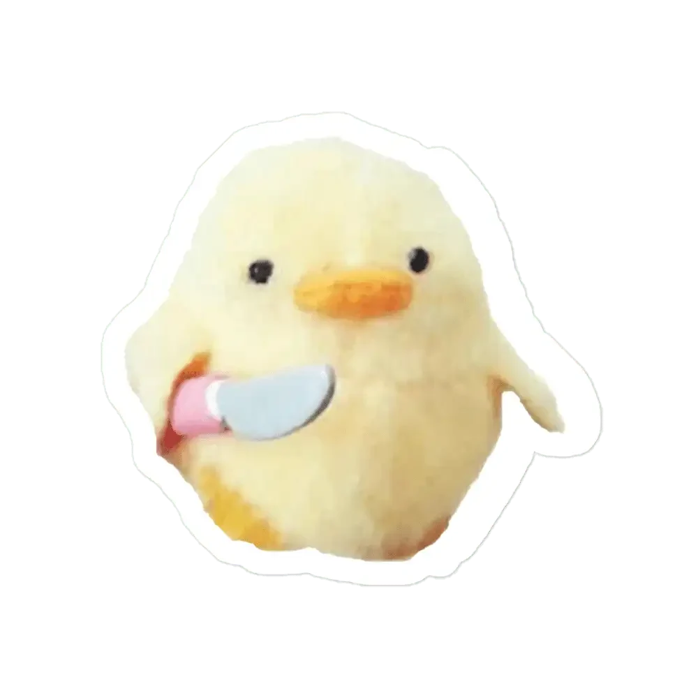 Chicken with a knife meme Sticker