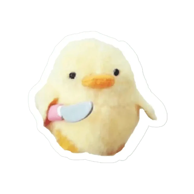 Chicken with a knife meme Sticker