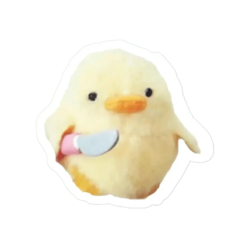 Chicken with a knife meme Sticker