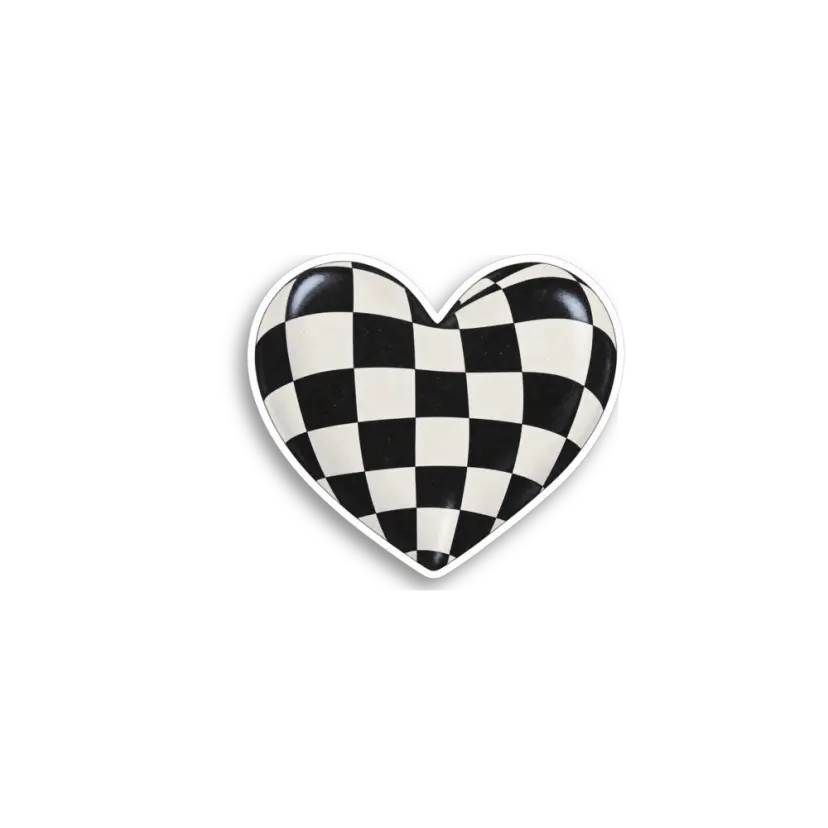 Checkerboard Heart Sticker