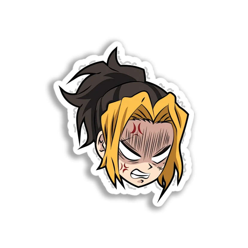 Angry Anime Boy Head Sticker