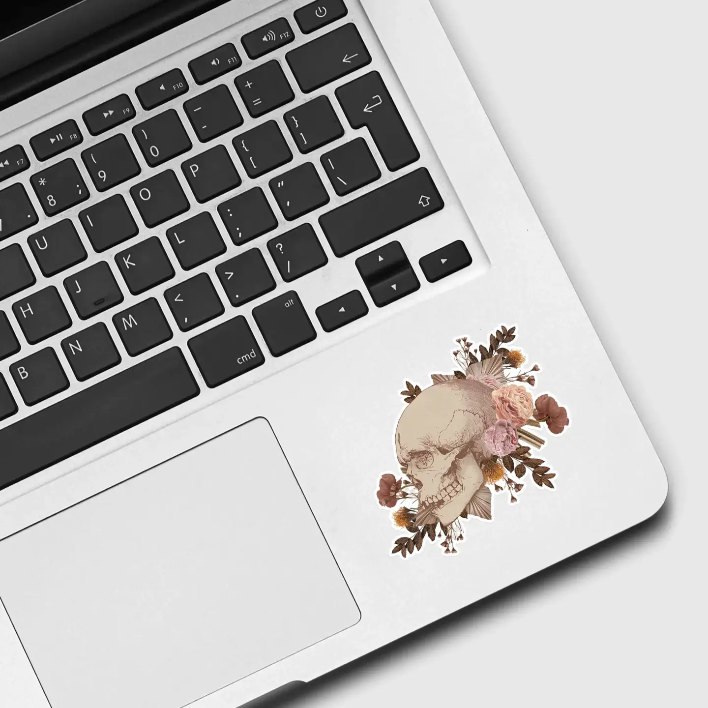 Aesthetic Skull with Flowers Vintage Journal Sticker