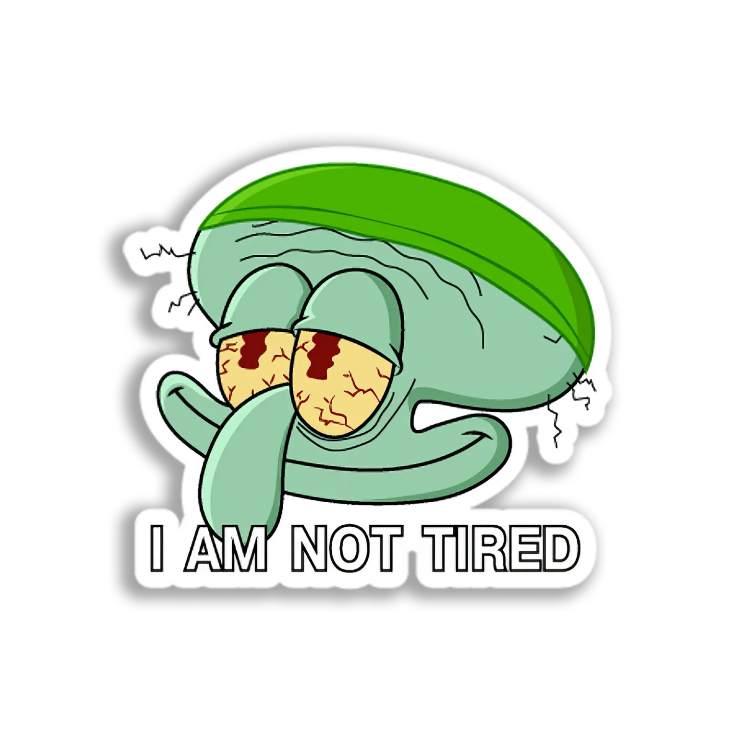 Tired Squidward Face Sticker