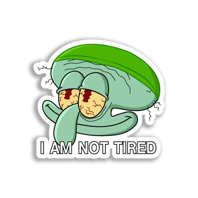 Tired Squidward Face Sticker