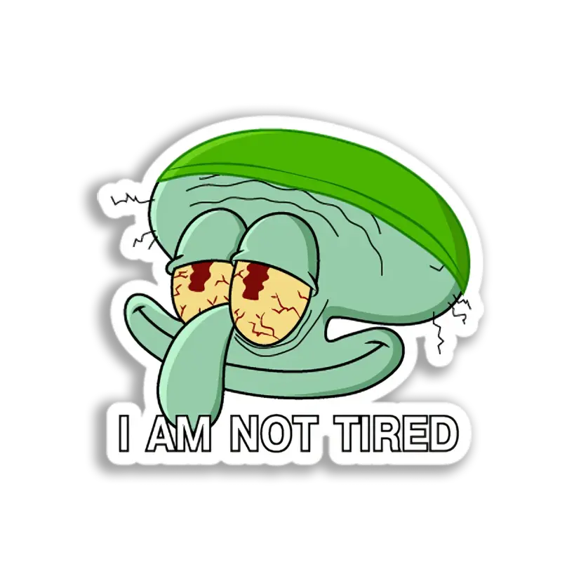 Tired Squidward Face Sticker