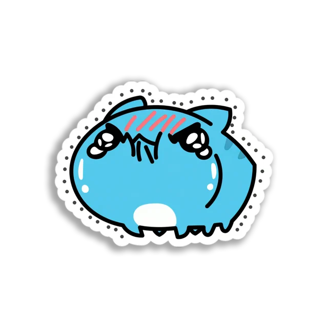 Angry Blue Cat Sticker
