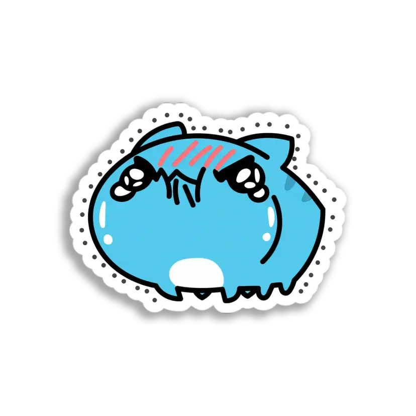 Angry Blue Cat Sticker