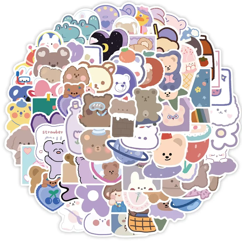 Cute little Bear Stickers Pack of 50