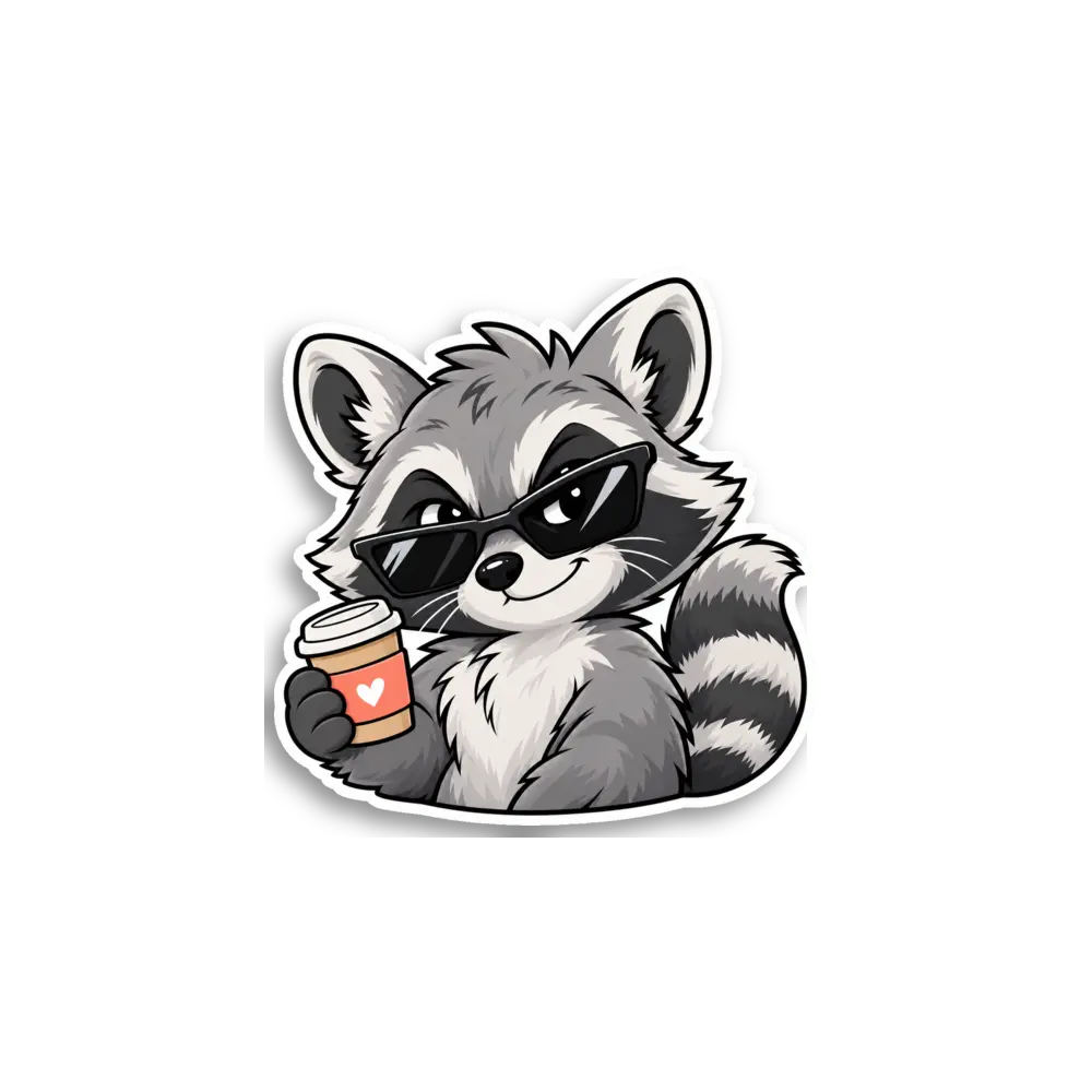Raccoon Coffee Sticker