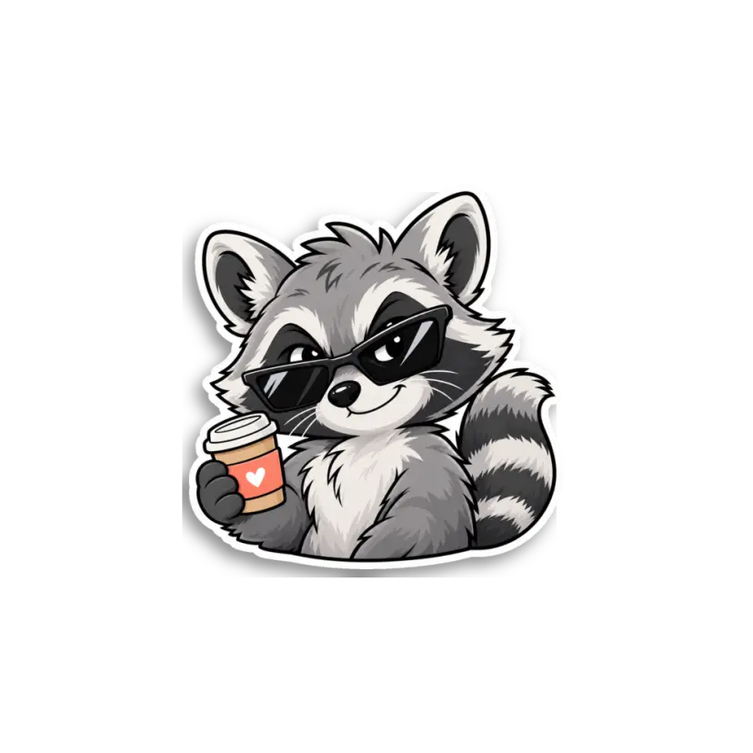 Raccoon Coffee Sticker