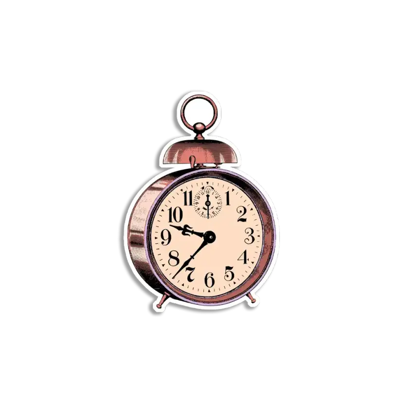 Vintage Alarm Clock Aesthetic Journal Sticker