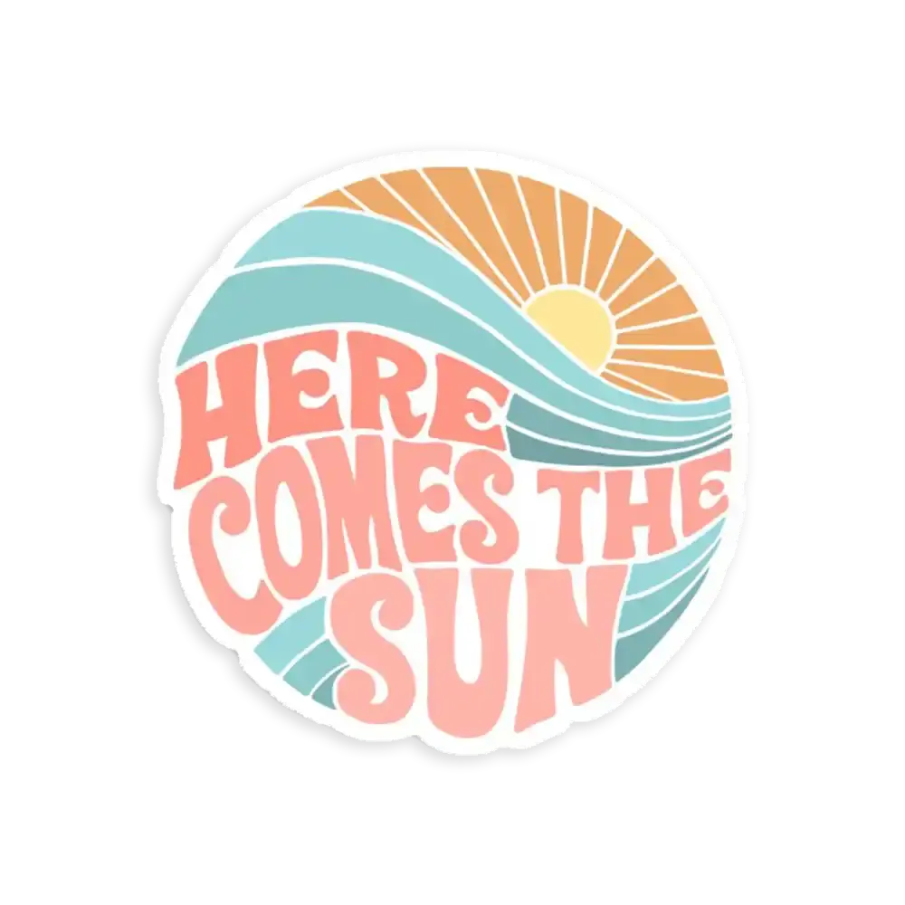 Pink Groovy Here Comes the Sun Sticker