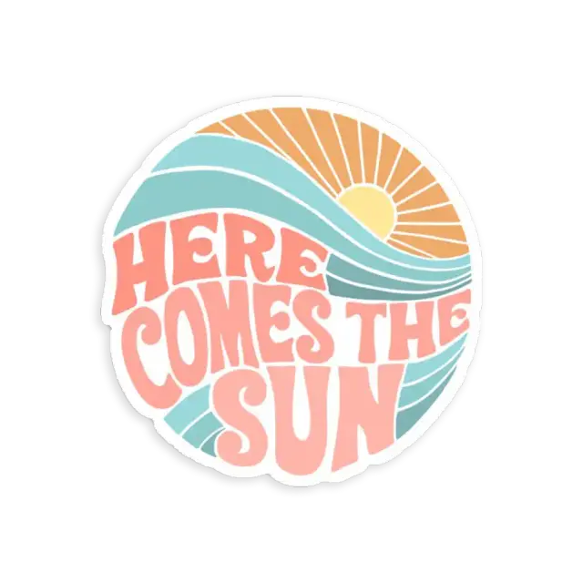Pink Groovy Here Comes the Sun Sticker