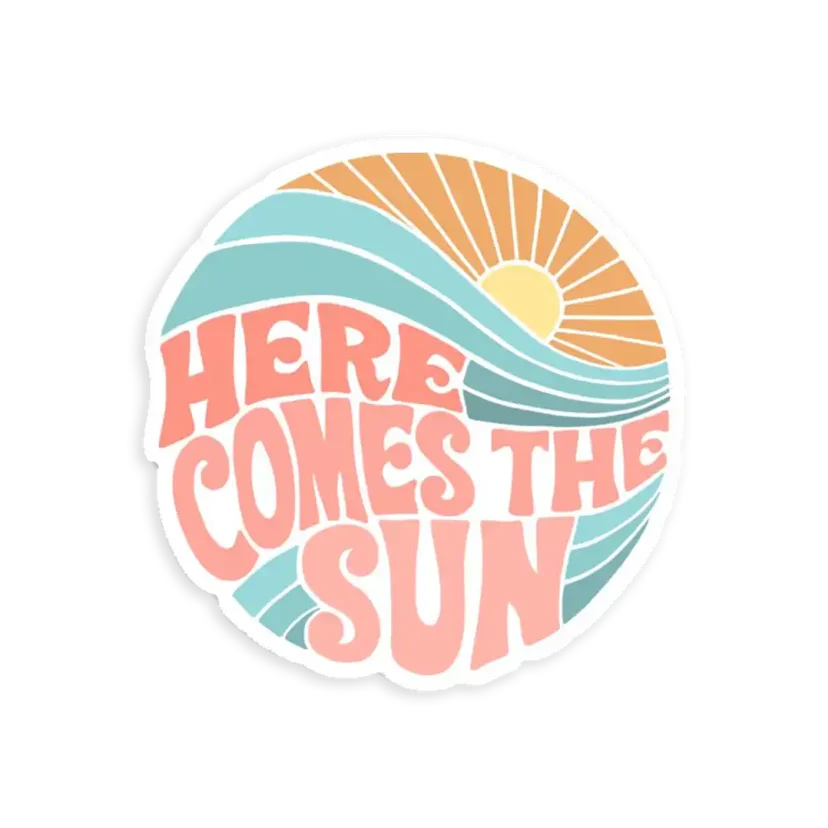 Pink Groovy Here Comes the Sun Sticker