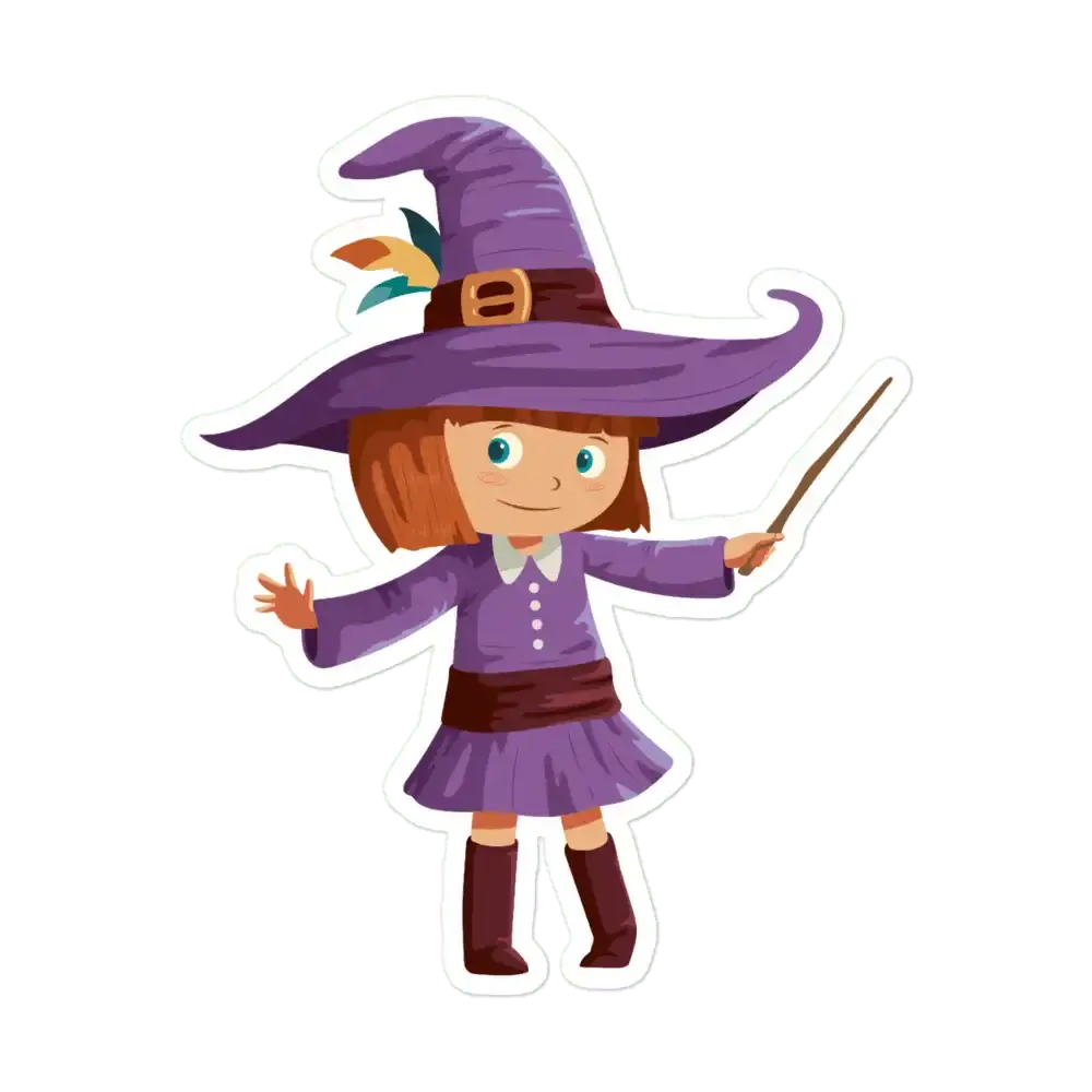 Girl Wearing Witch Costume Sticker