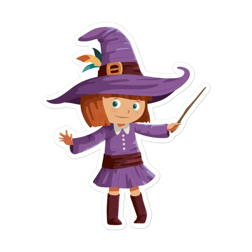 Girl Wearing Witch Costume Sticker