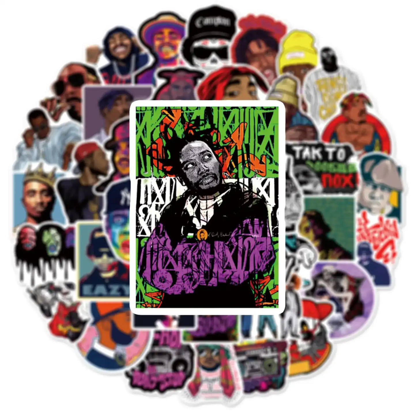 East West Coast Rap Graffiti Stickers Pack of 50