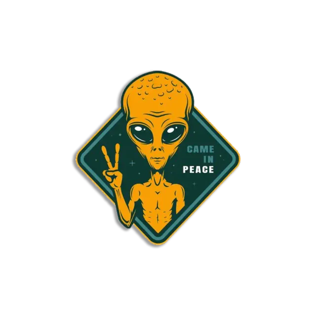 Alien Peace Sign Sticker