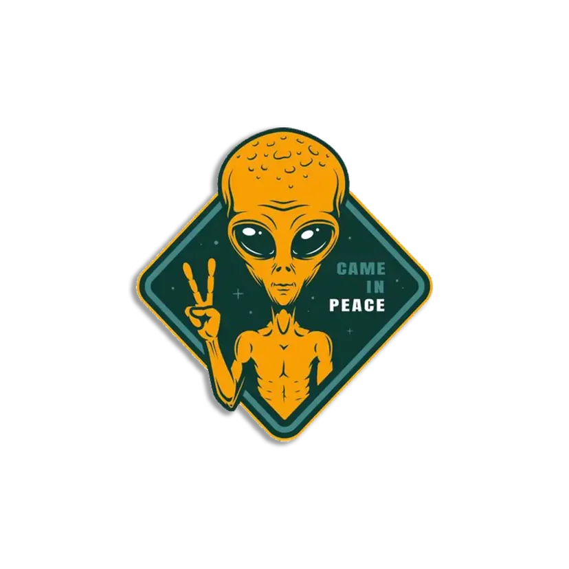 Alien Peace Sign Sticker