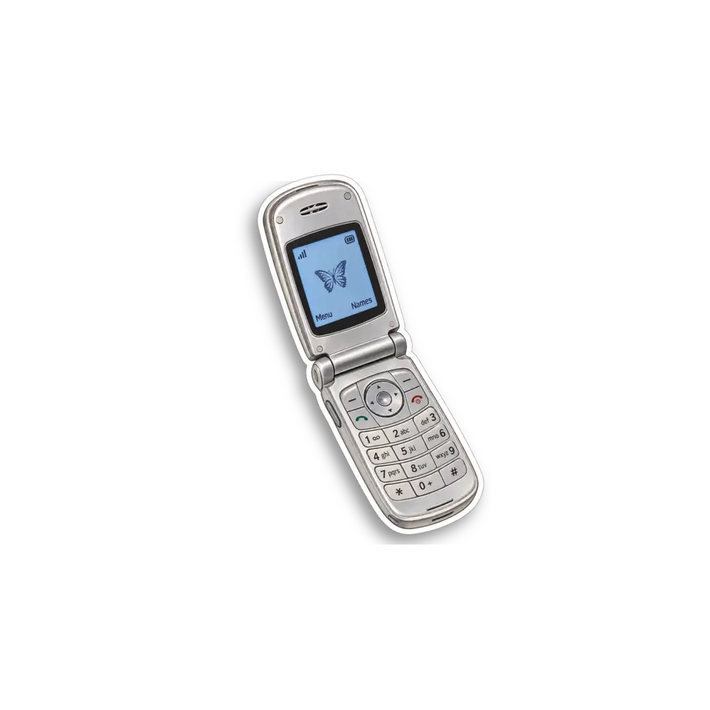 Silver Flip Phone Sticker
