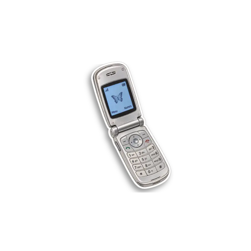 Silver Flip Phone Sticker