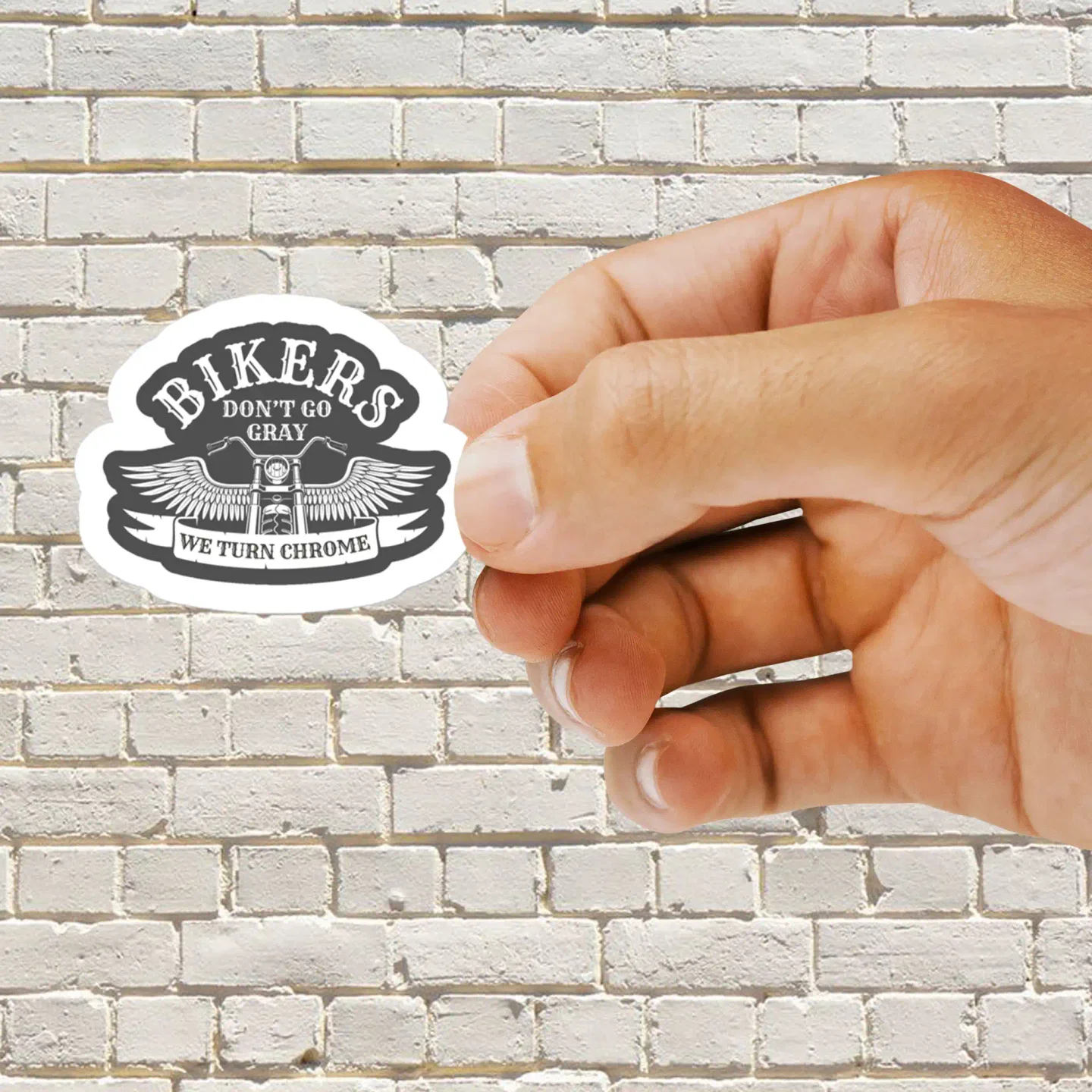 Bikers Don't Go Gray We Turn Chrome Sticker