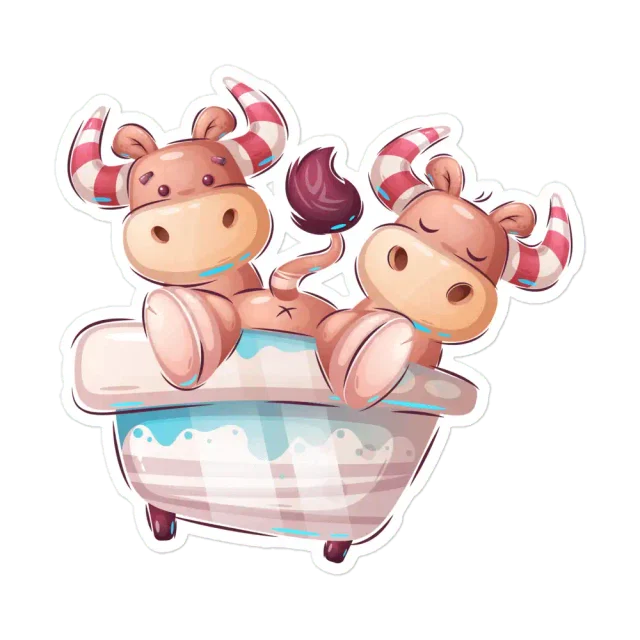 Bulls in Bath Sticker