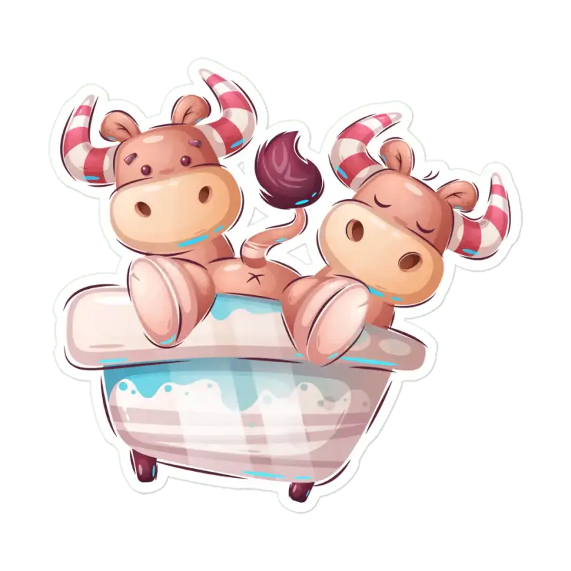 Bulls in Bath Sticker