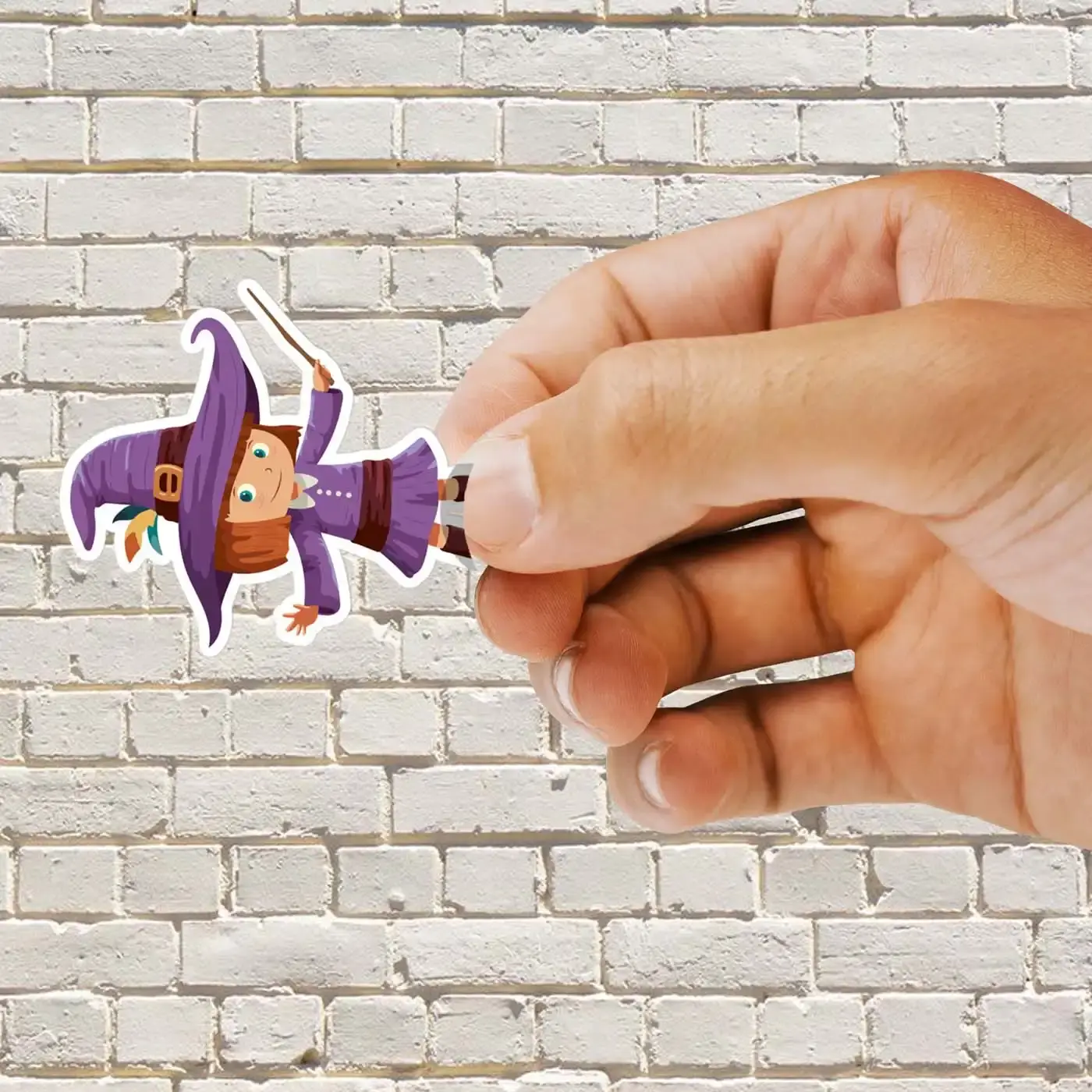 Girl Wearing Witch Costume Sticker