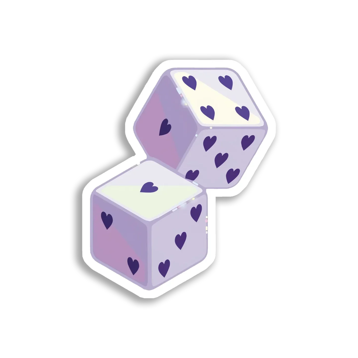 Purple Dice With Hearts Sticker