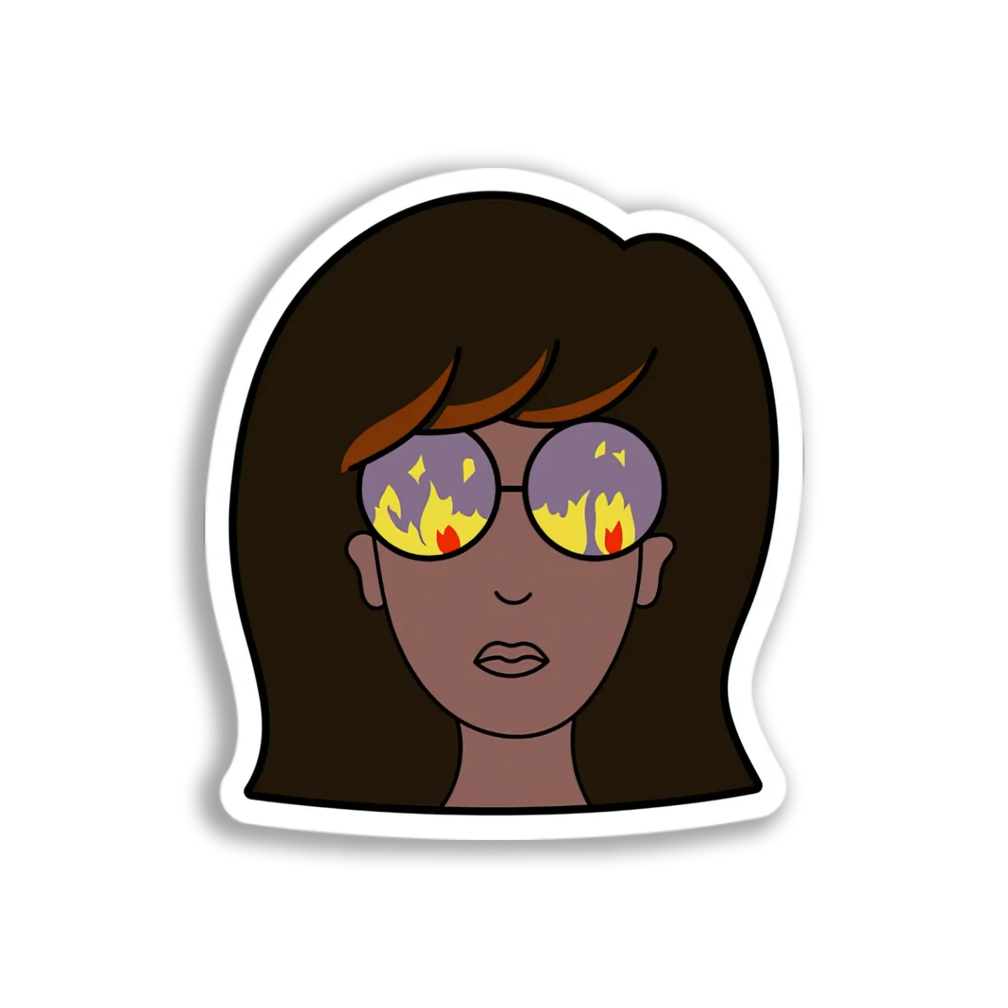 Fiery-Eyed Girl Portrait Sticker