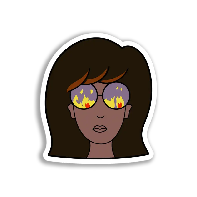 Fiery-Eyed Girl Portrait Sticker