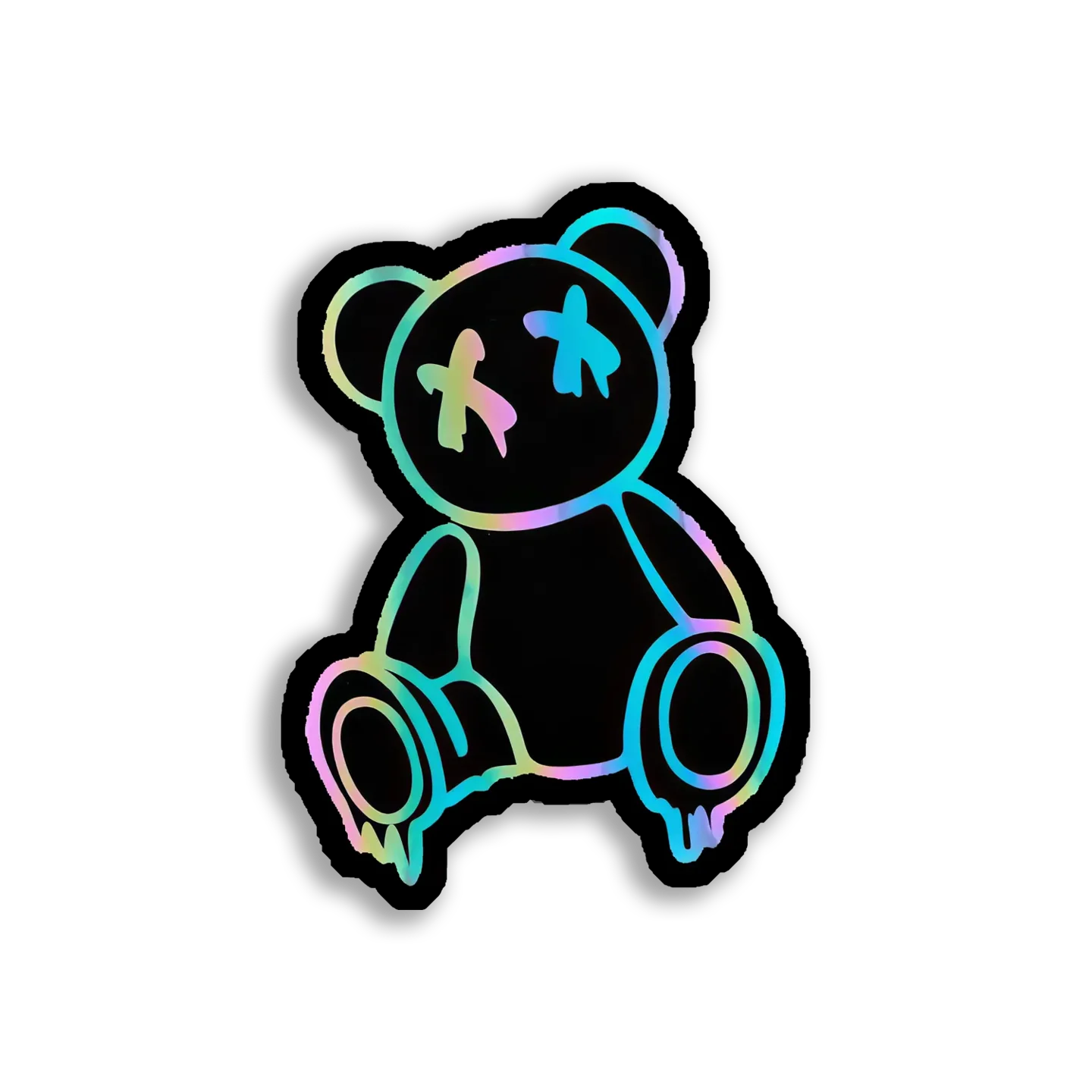 Iridescent X-Eyed Bear Sticker