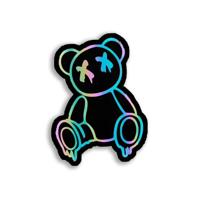 Iridescent X-Eyed Bear Sticker