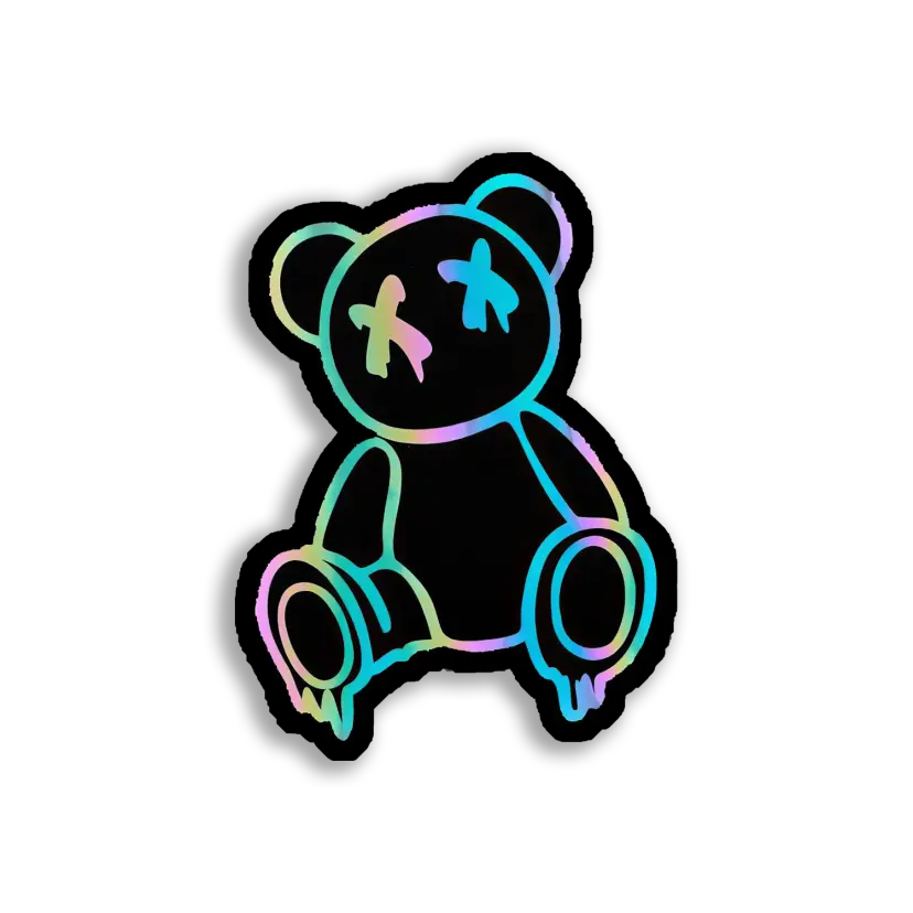 Iridescent X-Eyed Bear Sticker