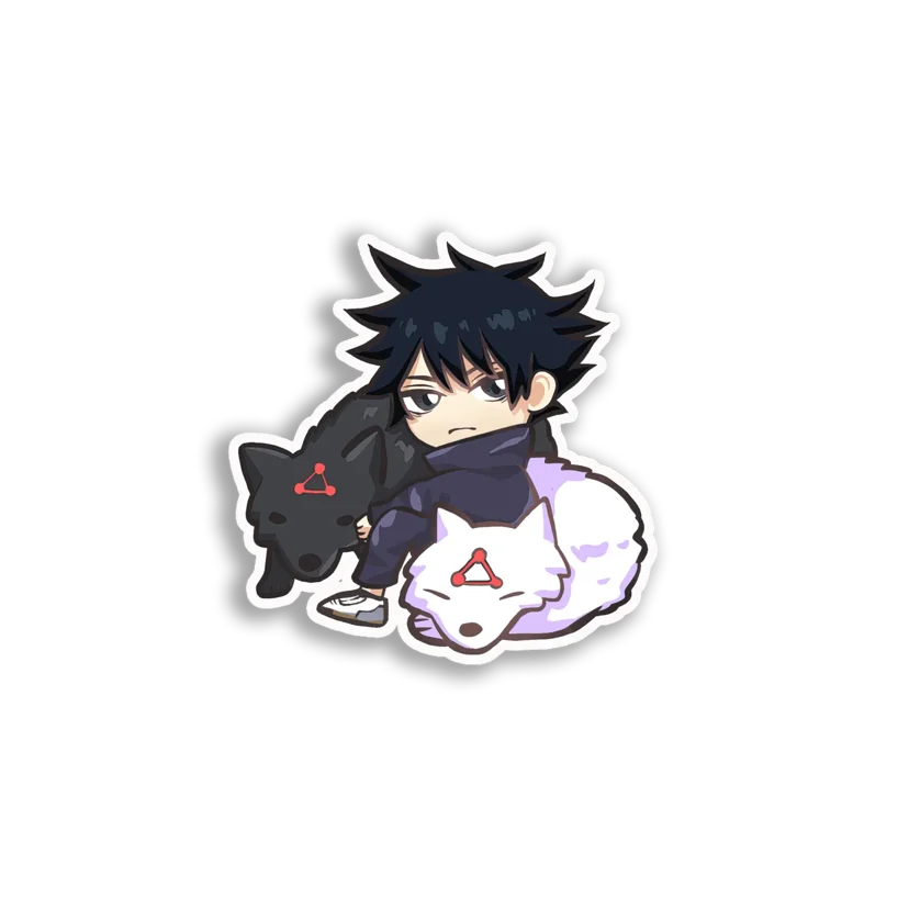 Boy with Two Wolves Sticker