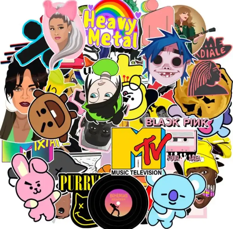 Cartoon Music Collection Graffiti Stickers Pack of 50