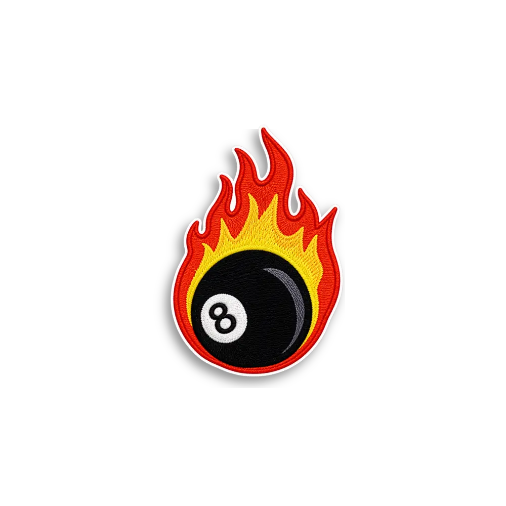Flaming Eight Ball Patch Sticker