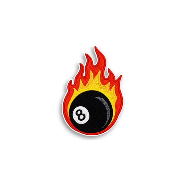 Flaming Eight Ball Patch Sticker