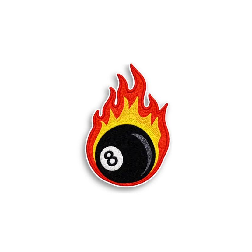 Flaming Eight Ball Patch Sticker