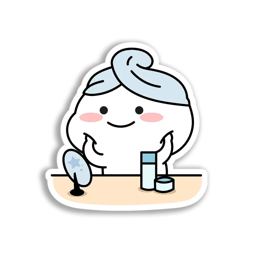 Cute Character Skincare Routine Sticker