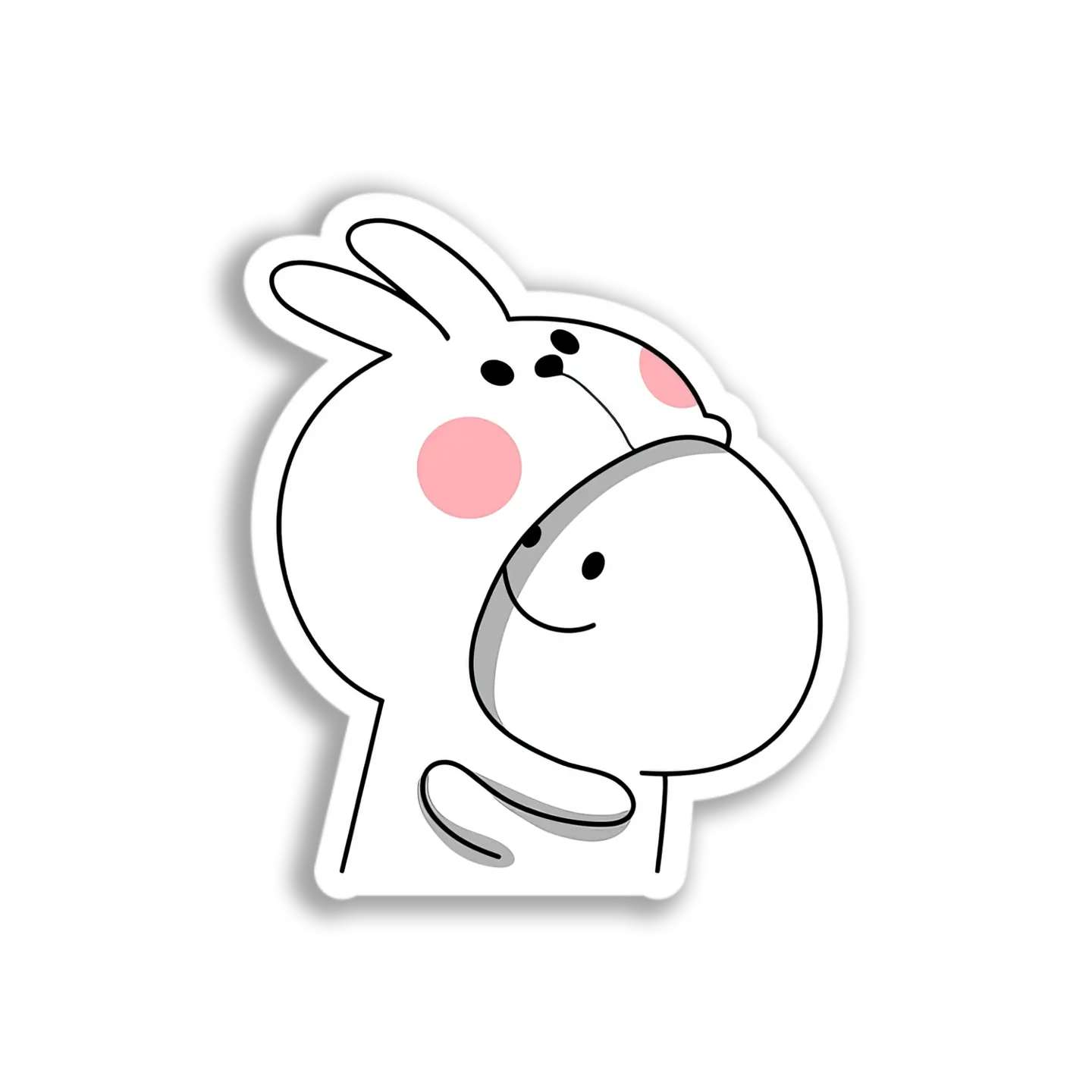Bunny Hugging Friend Sticker